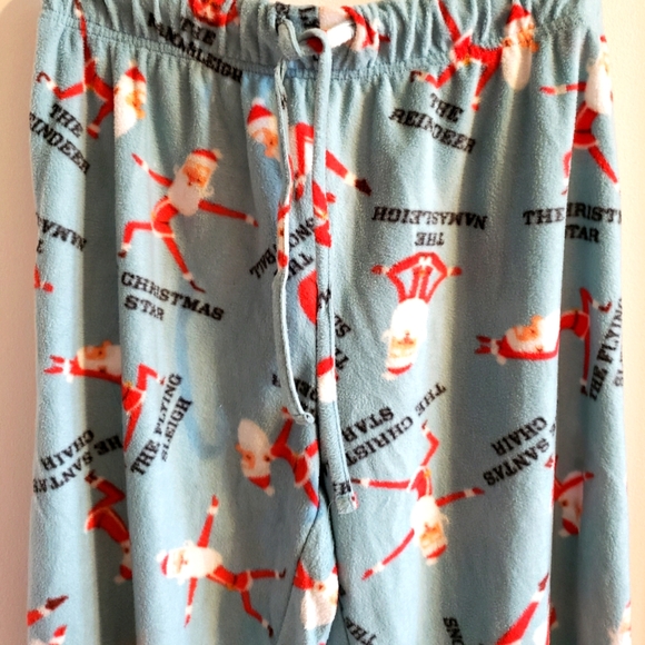 Mad Engine Super Soft Santa Lounge Christmas Pants Teal Red Gift X-Mas NWOT W-M - Picture 3 of 9